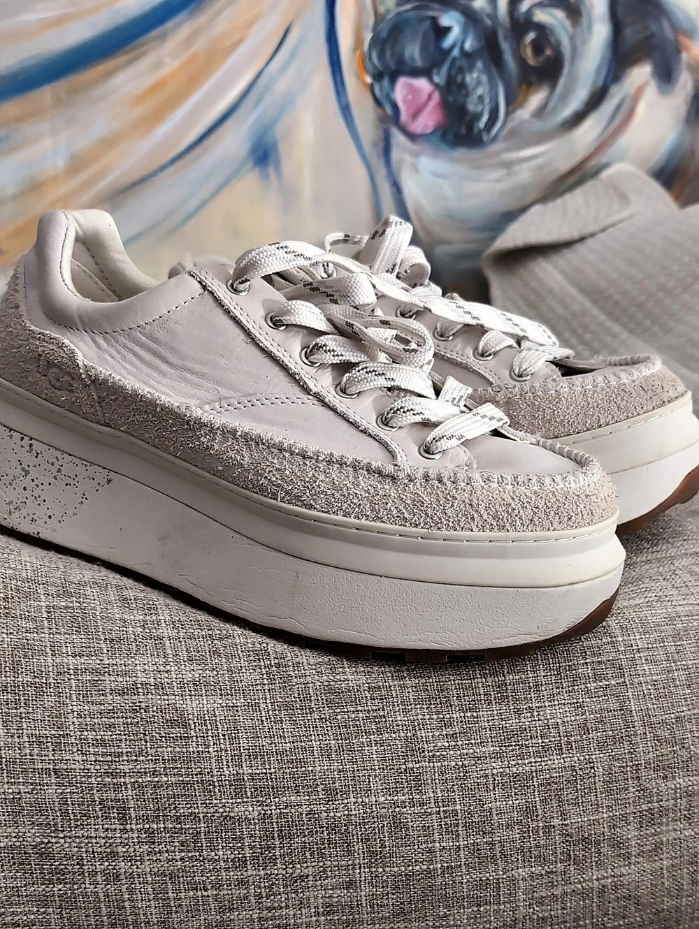 UGG Lowmel Sneaker Women's Textured Sneakers White & Gray